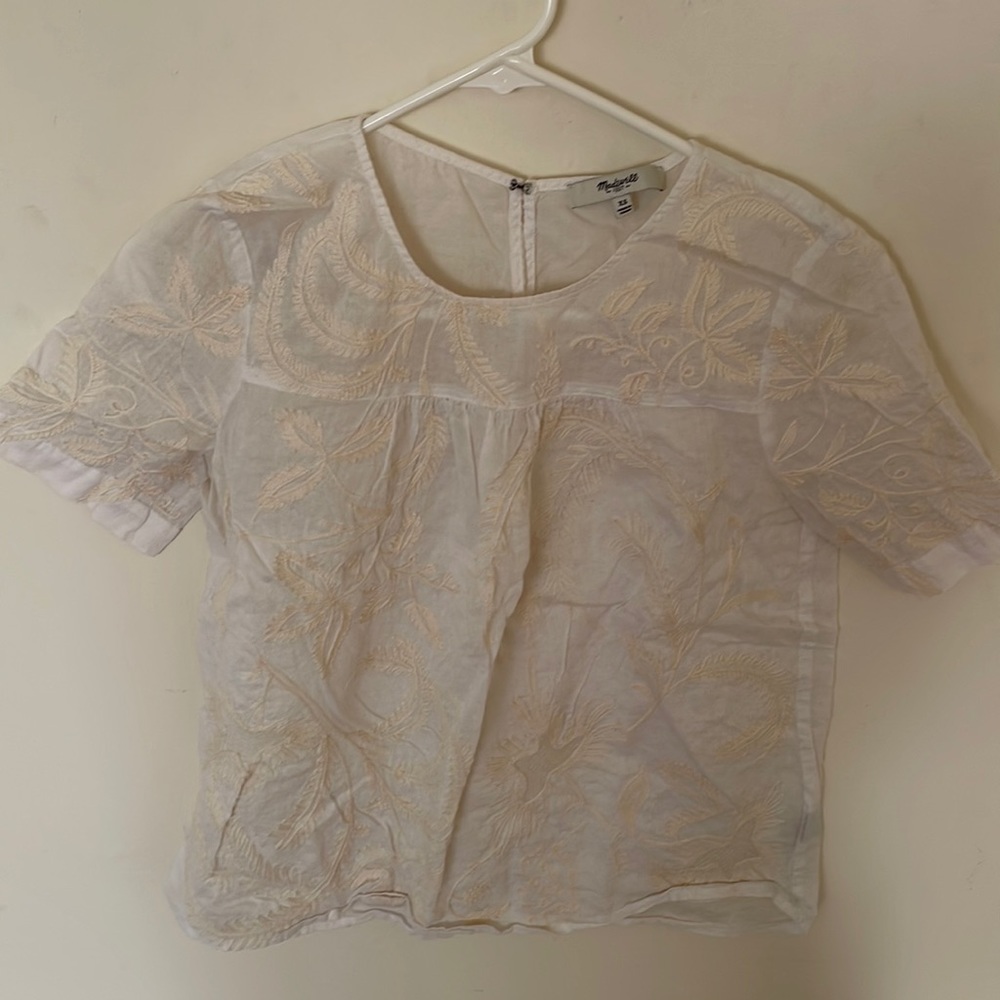 White embroidered Madewell top